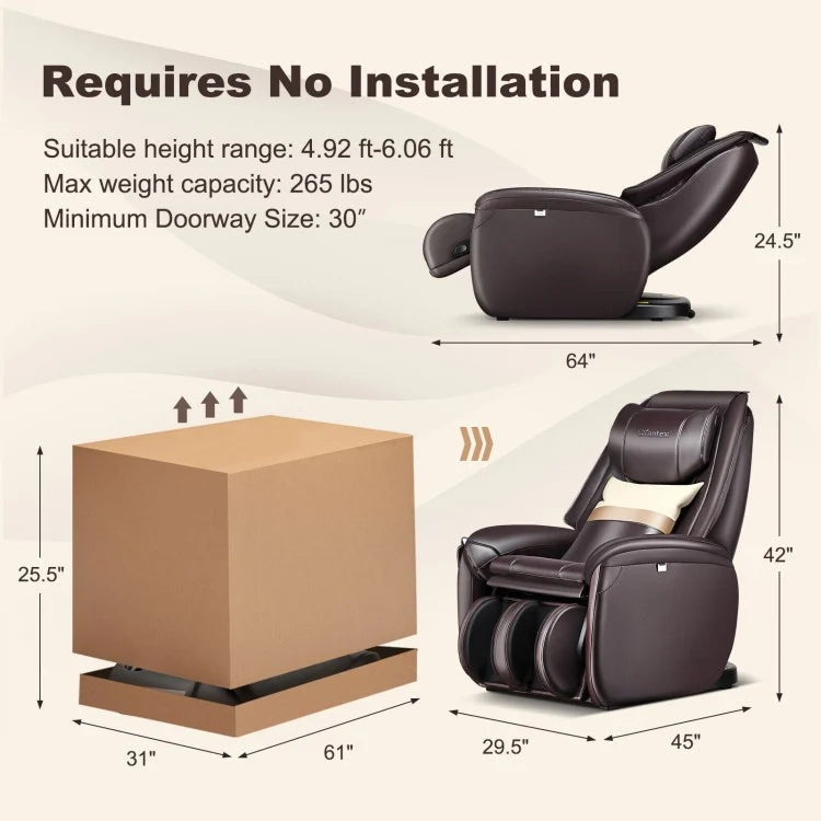 SOOTHE 26 - Full Body Zero Gravity Massage Chair with Pillow